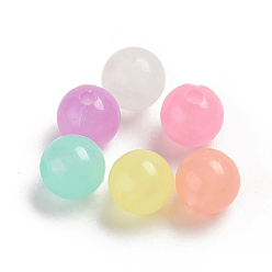 Colorful Luminous Acrylic Beads, Glow in the Dark, Round, Colorful, 9.5mm, Hole: 2.5mm, about 1020pcs/500g