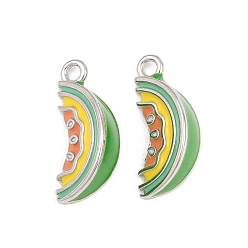Real Platinum Plated Brass Enamel Pendants, Cantaloupe Charms, Real Platinum Plated, 19x8x6mm, Hole: 1.8mm