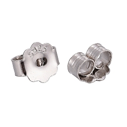 Platinum Rhodium Plated 925 Sterling Silver Ear Nuts, with 925 Stamp, Platinum, 5x6x3mm, Hole: 0.8mm