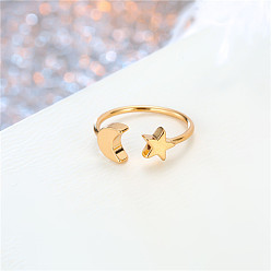 Moon gold Stylish and Creative Lightning Moon Star Open Ring for Women