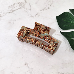 Square large size, coffee-colored floral print Винтажная женская заколка для волос с уксусной кислотой - ретро, квадратный, клип акула, элегантный.