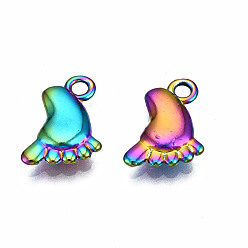 Rainbow Color Подвески из сплава цвета радуги, без кадмия, без никеля и без свинца, нога, 13.5x10x2.5 мм, отверстие : 1.8 мм