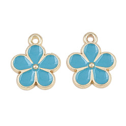 Синий Подвески из эмали и сплава, , золотые, синие, 17x14.5x2 мм, отверстие : 1.5 мм