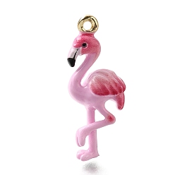 Flamingo Shape Подвески из эмали и сплава, золотой свет, подвески в форме фламинго, 27.5x11.2x7.5 мм, отверстие : 1.4 мм