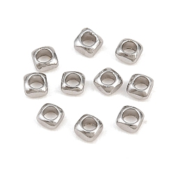 Platinum Brass Spacer Beads, Square, Platinum, 2x2x1mm, Hole: 1.2mm