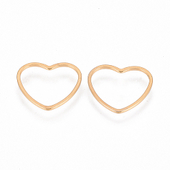 Настоящее золото 18K 304 из нержавеющей стали связывание кольцо, сердце, золотые, 10.5x11.5x1 мм