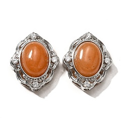 Красный Авантюрин Многорядные звенья из натурального красного авантюрина, цветок, с латунными микро проложить кубических выводы циркония, стойки покрытие, без свинца и без кадмия, 21x17.5x9.5 мм, отверстие : 1.8 мм