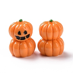 Dark Orange Halloween Opaque Resin Cabochons, Pumpkin Jack-O'-Lantern, Dark Orange, 25x19x20mm