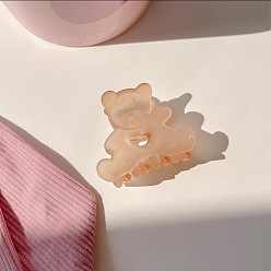 Transparent Bear - Orange Pince à cheveux douce et mignonne pour les filles, couvre-chef en épingle à cheveux griffe d'ours en gelée