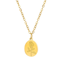 Golden Valentine's Day Theme Alloy Pendant Necklaces, Rose, Golden, 20.47 inch(52cm)