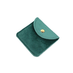 Light Sea Green Square Velvet Jewelry Pouches, Jewelry Gift Bags with Snap Button, for Ring Necklace Earring Bracelet, Light Sea Green, 8x8cm