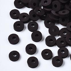 Coconut Brown Eco-Friendly Handmade Polymer Clay Beads, Disc/Flat Round, Heishi Beads, Coconut Brown, 4x1mm, Hole: 1mm, about 55000pcs/1000g