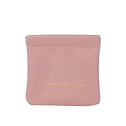Pink PU Imitation Leather Coin Purse, Multipurpose Shrapnel Makeup Bag, Headphone Storage Bag, with Magnetic Closure, Square, Pink, 13x11cm