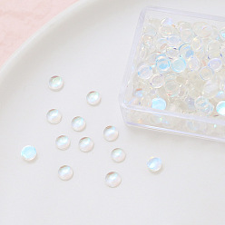 Clear AB Transparent Resin Cabochons, Imitation Cat Eye, for Ghost Witch Baroque Pearl Making, Half Round, Clear AB, 4x2mm