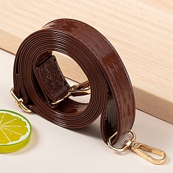 Coconut Brown PU Imitation Leather Bag Handles, with Metal Clasps, Coconut Brown, 140x2.4cm