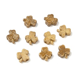 Dark Goldenrod Vintage Handmade Porcelain Beads, Fancy Antique Glazed Porcelain, Clover, Dark Goldenrod, 12.5x11x4.5mm, Hole: 2mm