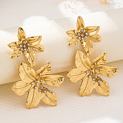 Золотой Серьги-гвоздики из цинкового сплава ко Дню святого Валентина, преувеличенный цветок, золотые, 82x50 мм