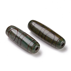 2-Глаза Тибетского стиля бусы дзи, природных бисера агат, окрашенная и подогревом, овальные, небо и земля узор, 28.5~32x10~12.5 мм, отверстие : 1.5~3 мм