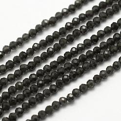 Black Natural Obsidian Beads Strands, Faceted, Round, Black, 2mm, Hole: 0.5mm, about 200pcs/strand, 15.5 inch(39.5cm)