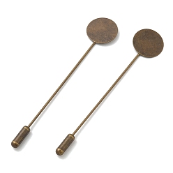 Античная Бронза Латунные булавки для лацканов, с плоскими круглыми подушечками, античная бронза, 77x15x3.5 мм