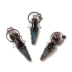 Кадет Синий Самородки натурального аметиста и большие подвески из окрашенного агата, Подвески с большими отверстиями, С латунными красными медными тонами, без кадмия и без свинца, пуля с крыльями, кадетский синий, 75~83x28~30x15~18 мм, отверстие : 6 мм