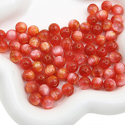 Rouge 10 pcs résine imitation yeux de chat perles rondes, bracelet de perles fait main bricolage, rouge, 8mm