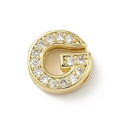 Letter G Латунный микро pave прозрачный кубик циркония подвески, долговечный, без кадмия и без свинца, Буква G, 12x12x5 мм, отверстие : 2x9 мм