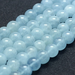 Aquamarine Natural Aquamarine Beads Strands, Grade A++, Round, 8mm, Hole: 1mm, about 49pcs/strand, 15.5 inch(39.5cm)