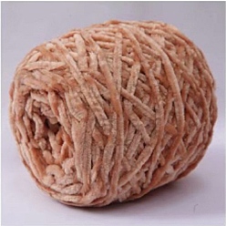 PeachPuff Wool Chenille Yarn, Velvet Cotton Hand Knitting Threads, for Baby Sweater Scarf Fabric Needlework Craft, PeachPuff, 5mm, 95~100g/skein