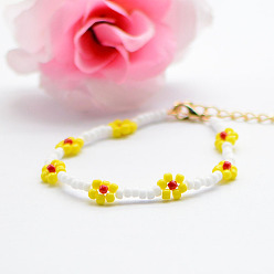S003_07 Yellow Handmade Simple Sweet Women's Beaded Bracelet - HyunA's Bracelet, Anklet Jewelry.