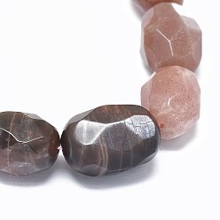 Sunstone Natural Sunstone Beads Strands, Faceted, Drum, 13~19x10~13mm, Hole: 1.4mm, about 21~23pcs/strand, 15.4 inch(39.3cm)
