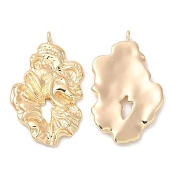 Real 18K Gold Plated Brass Pendants, Nickel Free, Flower Charm, Real 18K Gold Plated, 26.5x15.5x2.5mm, Hole: 1mm
