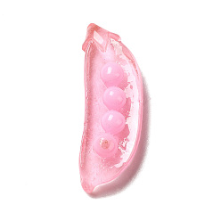 Pink Transparent Resin Cabochons, Snow Pea, Pink, 35x12x8mm