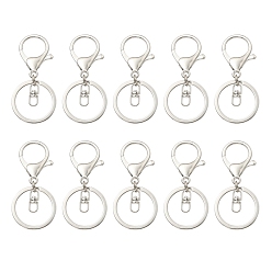 Platinum 10Pcs Alloy Split Key Rings, Keychain Clasp Findings, Platinum, 66mm, about 10pcs/bag