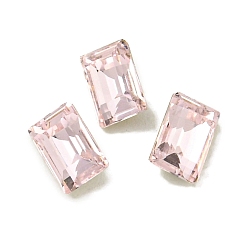 Розовый Стеклянные стразы кабошоны, плоская задняя и задняя, граненые, прямоугольные, светло-розовый, 4x2.5x2 мм