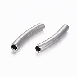Stainless Steel Color 304 Stainless Steel Tube Beads, Curved, Stainless Steel Color, 20x3mm, Hole: 2.5mm