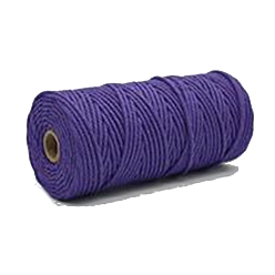 Purple Cotton String Threads, Macrame Cord, Decorative String Threads, for DIY Crafts, Gift Wrapping and Jewelry Making, Purple, 3mm, about 109.36 Yards(100m)/Roll