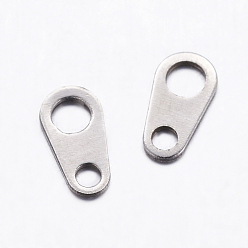 Stainless Steel Color 304 Stainless Steel Chain Tabs, Chain Extender Connectors, Teardrop, Stainless Steel Color, 8x4x0.5mm, Hole: 1.5mm & 3mm