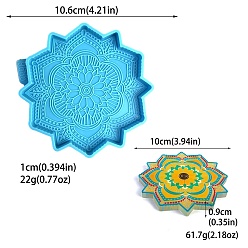 Deep Sky Blue DIY Flower Coaster Silicone Molds, Resin Casting Coaster Molds, For UV Resin, Epoxy Resin Craft Making, Deep Sky Blue, 105x10mm, Inner Size: 100x9mm