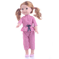Pearl Pink Tartan Pattern Casual Suit Cloth Doll Outfits, for Girl Doll Dressing Accessories, Pearl Pink, 368.30mm