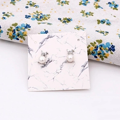 Others 100Pcs Square Paper Earring Display Cards, for Earring Display, Marble Print, 6x6cm