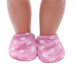 Pearl Pink Wool Doll Plush Shoes, Winter Slipper for 18 Inch American Girl Dolls Accessories, Pearl Pink, 60mm
