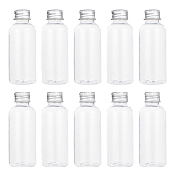 Прозрачный Прозрачная пластиковая пустая бутылка, с алюминиевой винтовой крышкой, косметический контейнер, прозрачные, 9.4x3.5 см, Емкость: 60 мл