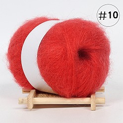 Orange Red 25g Angora Mohair Wool & Acrylic Fiber Knitting Yarn, for Shawl Scarf Doll Crochet Supplies, Round, Orange Red, 1mm