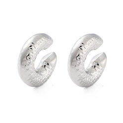 Platinum Donut Brass Cuff Earrings, Long-Lasting Plated, Cadmium Free & Lead Free, Platinum, 25x7.5mm