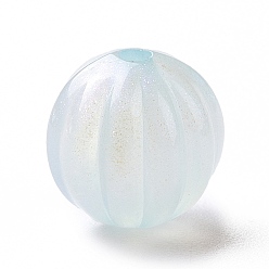 Светло-Синий Светящиеся акриловые бусины, блеск бисера, светится в темноте, тыква, голубой, 11 мм, отверстие : 2 мм, Около 670 шт / 500 г