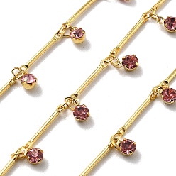 Серо-розавый Латунные стеклянные звенья цепи, с катушкой, долговечный, пайки, без свинца и без кадмия, стойки покрытие, с плоскими круглыми прелести, увядшая роза, 15x2x1 мм