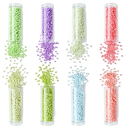 (52) Непрозрачная лаванда 80 g 8 цвета краски для выпечки стеклянный бисер, цилиндр, разноцветные, 2x1.5 мм, отверстие : 1 мм, 10 г / цвет, Около 1120 шт / 10 г