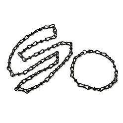 Черный 304 Наборы украшений из браслета и ожерелья из нержавеющей стали с цепочкой., с карабин-лобстерами , ионное покрытие (ip), чёрные, 600 мм