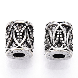 Antique Silver Tibetan Style Alloy Beads, Cadmium Free & Lead Free, Column, Antique Silver, 8x7mm, Hole: 3mm, about 3880pcs/5000g
